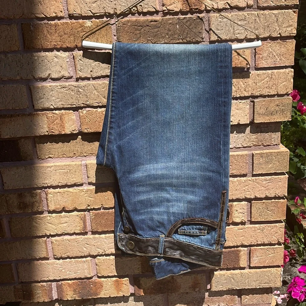 Just Cavalli Dark Brown Leather Trim Jeans